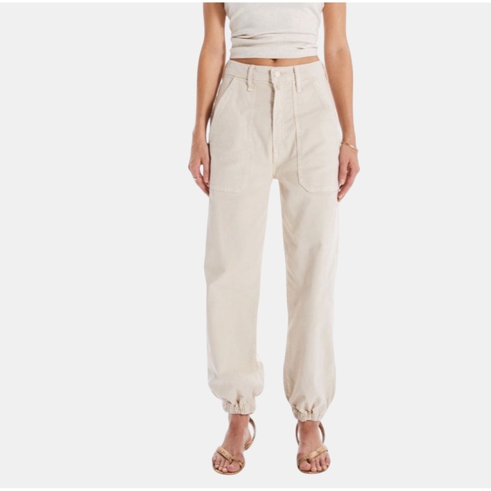 Mother Manhattan Utility Jogger Pants Off White High‎ Rise Cotton 10058-413 24